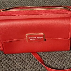 Forever Young Red Crossbody with Gold-Tone Logo Plate